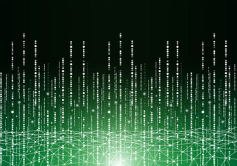 緑色の幾何学ラインと光のデジタル背景