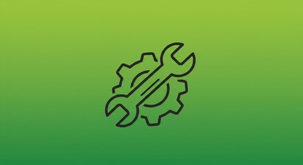 Fototapeta premium Green Gradient Background with Wrench and Gear Icon
