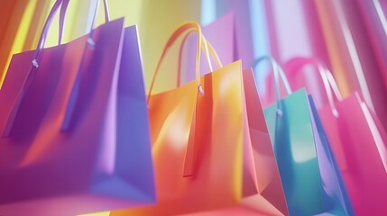 Vibrant Colorful Shopping Bags: A Festive Retail Display
