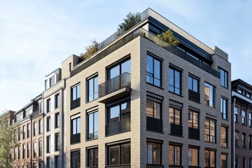 Fototapeta premium 3D Rendering of Modern Multi-Story Apartment Building