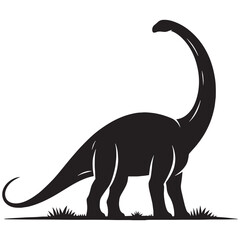 Brachiosaurus silhouette with extended neck and tail – Brachiosaurus illustration – Minimalist Brachiosaurus vector – Dinosaur silhouette

