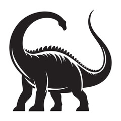 Long-neck Brachiosaurus silhouette in silhouette art – Brachiosaurus illustration – Minimalist Brachiosaurus vector – Dinosaur silhouette

