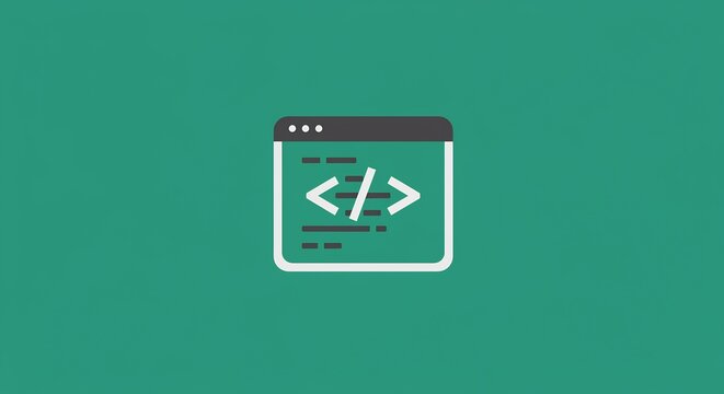 Pixel Art Coding Icon on Green Background