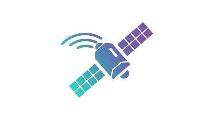 Pixel Art Satellite in Teal and Purple Gradient