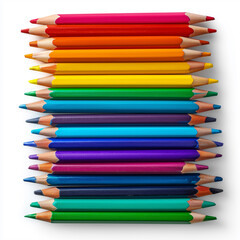 Fototapeta premium A neatly stacked pile of color pencils arranged in rainbow order