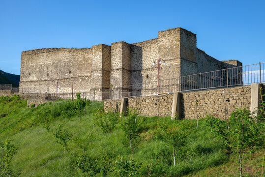 At the walls of the ancient fortress of "Seven Brothers and one Sister", Khuchni. Republic of Dagestan, Russia