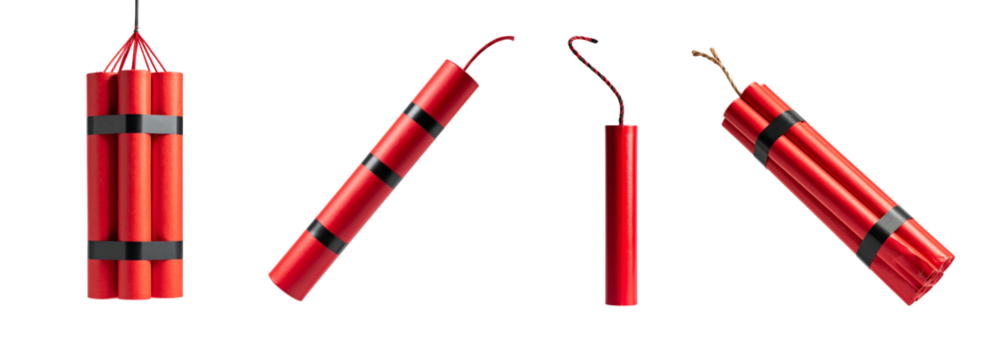 Set of red dynamite sticks for use in construction and demolition projects.