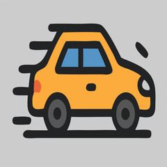 Yellow car icon vector illustrating urban transport or private vehicle mobility concept for traffic or driving themes in editable modern flat style.