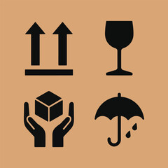 Packaging symbols icon set vector design 