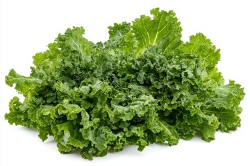 Fototapeta premium Fresh green kale leaves isolated on white background