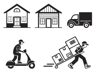 Delivery & Shipping Solid Icon Set – Courier, Truck, Order Tracking & Logistics