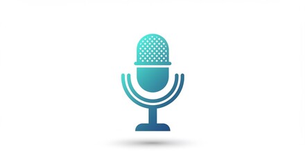 Teal and Blue Gradient Microphone Icon on White Background