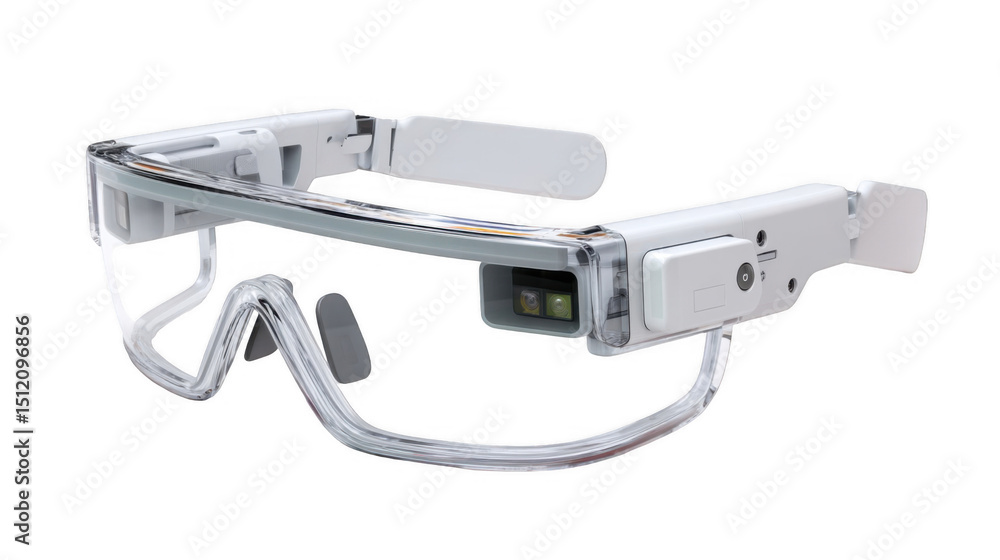 Poster modern ai powered smart glasses with augmented reality heads up display showing data and information