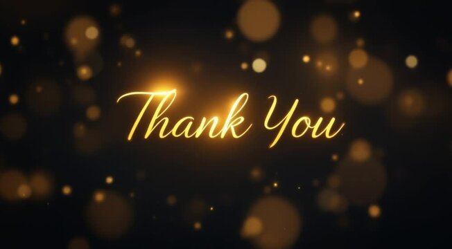 Golden thank you message bokeh background