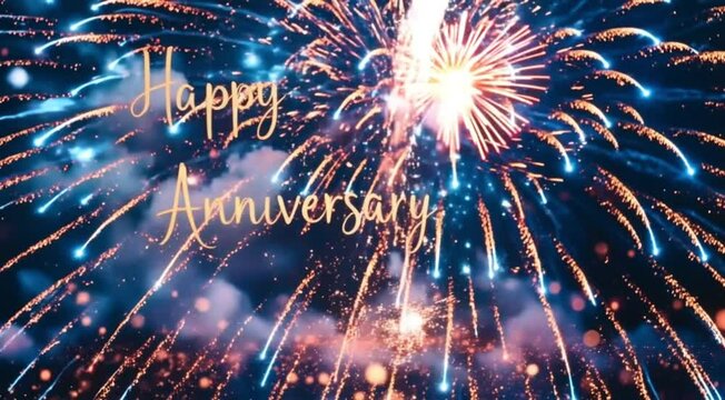 Happy anniversary fireworks celebration night sky