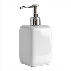 Obraz premium A white ceramic soap dispenser with chrome pump