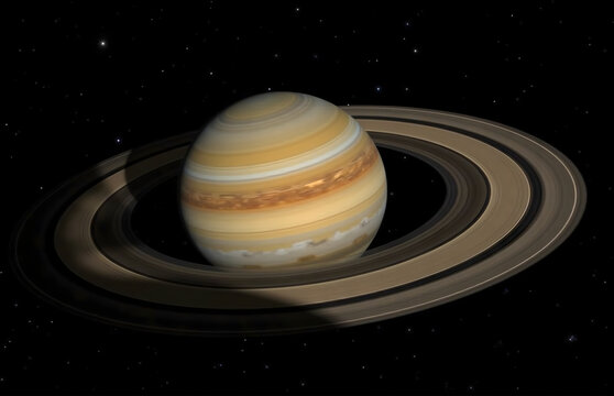 Saturn and Its Rings in Space