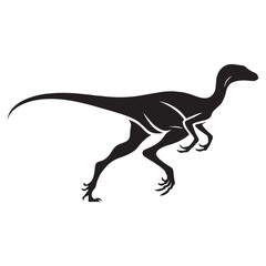 Predatory Coelophysis silhouette on the hunt – Coelophysis illustration – Minimalist Coelophysis vector – Dinosaur silhouette

