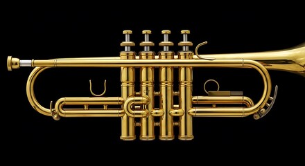 Fototapeta premium Golden trumpet on black background