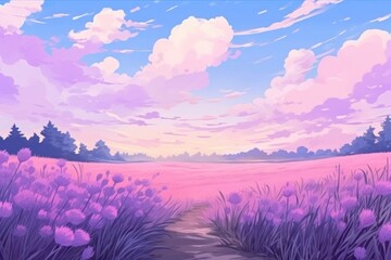 Fototapeta premium Lavender landscape backgrounds outdoors.