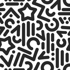 Seamless black and white abstract shapes background vector