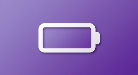 Fototapeta premium White Paper Cutout Battery Icon on Purple Background