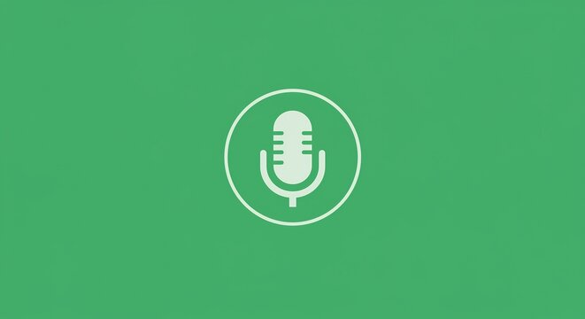 White Pixel Microphone Icon on Green Background