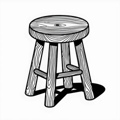 ‎A black and white stool illustration line art of a coloring page