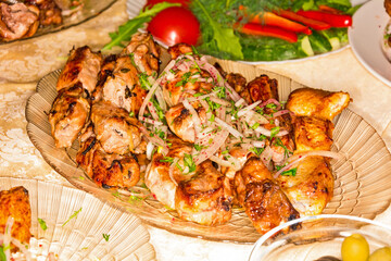 Kebab, skewered meat, barbecue