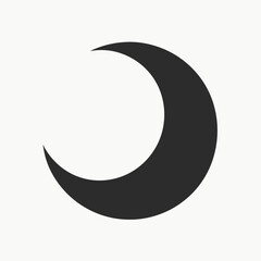 Waxing crescent moon, black against white, astrology concept with space for copy