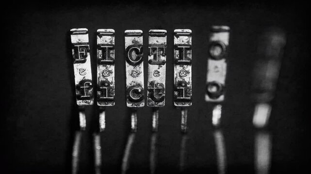 close up of an old typewriter with the words Gene fiction stop motion 