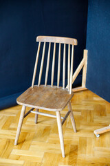 Minimalist wooden chair isolated