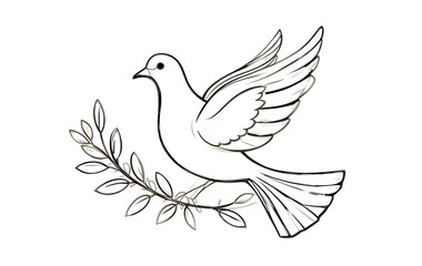 Obraz premium Dove peace drawing easy sketch vector illustration olive branch symbol hope freedom spirituality art