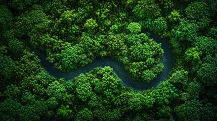Obraz premium Lush forest with winding river