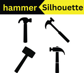 Four Hammer Silhouettes: Claw Hammer, Ball Peen Hammer, and Two Variations