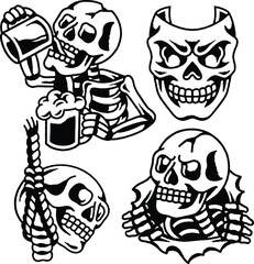 line art vector design set skull