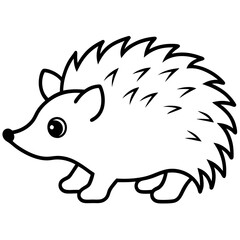 Hedgehog line art vector illustration 