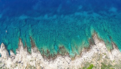Clear Blue Sea and Rocky Shore