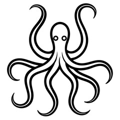 Octopus tentacles abstract line art vector illustration 
