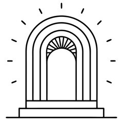 Portal doorway glowing line art vector illustration 