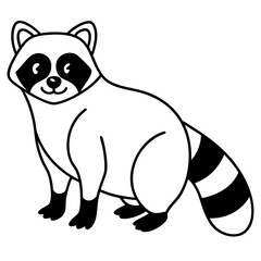 Racoon line art vector illustration 