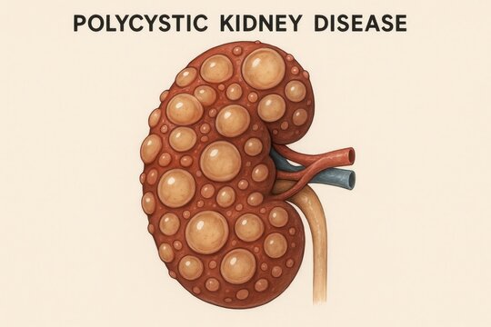 Kidney Affected by Polycystic Kidney Disease PKD Medical Illustration