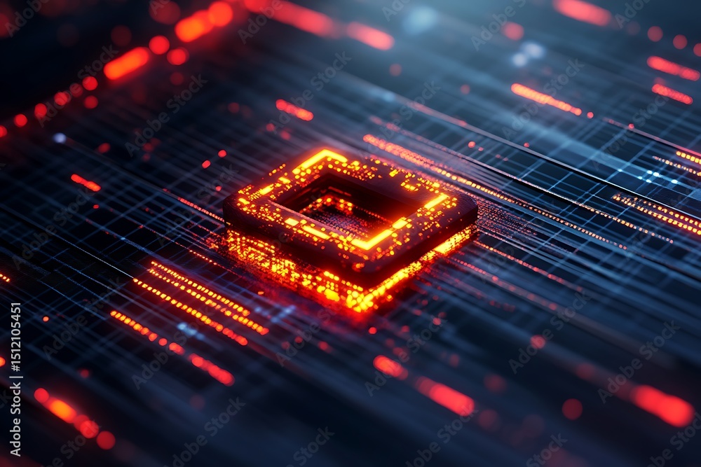 Poster 3d coding brackets icon, minimal vector design with a high-tech, glossy effect and digital grid back