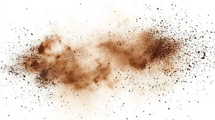 Isolated particles create a unique texture of flying brown dust.