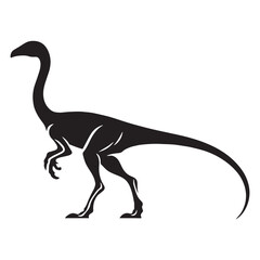 Swift Compsognathus silhouette in motion – Compsognathus illustration – Minimalist Compsognathus vector – Dinosaur silhouette

