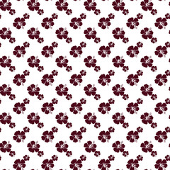 Seamless Pattern With Maroon Floral Motif on a White Background
