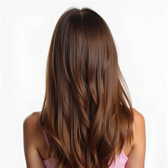Fototapeta premium Discover the beauty of flowing long brown wavy hair seen from the back, perfect visual for highlighting hair health, styling techniques, or showcasing natural hair texture in beauty and wellness campa