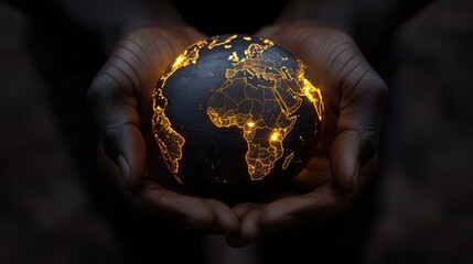 A globe held in hands, glowing with light.