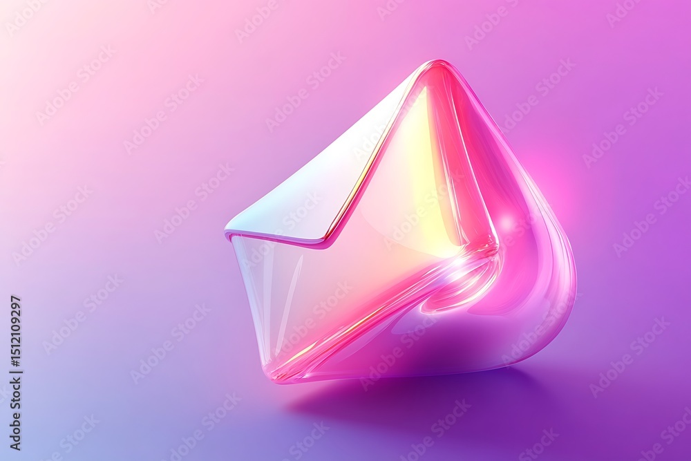 Poster 3d email notification bell icon in vector style, soft gradient lights and futuristic smooth shapes
