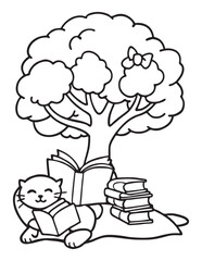 Summer Coloring page, line art, black and white, cute summer illustration, coloring page holiday time